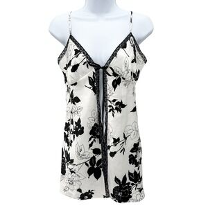 Victoria's Secret Y2K Open‎ Front Slip Dress Size M Chemise Floral Lace White